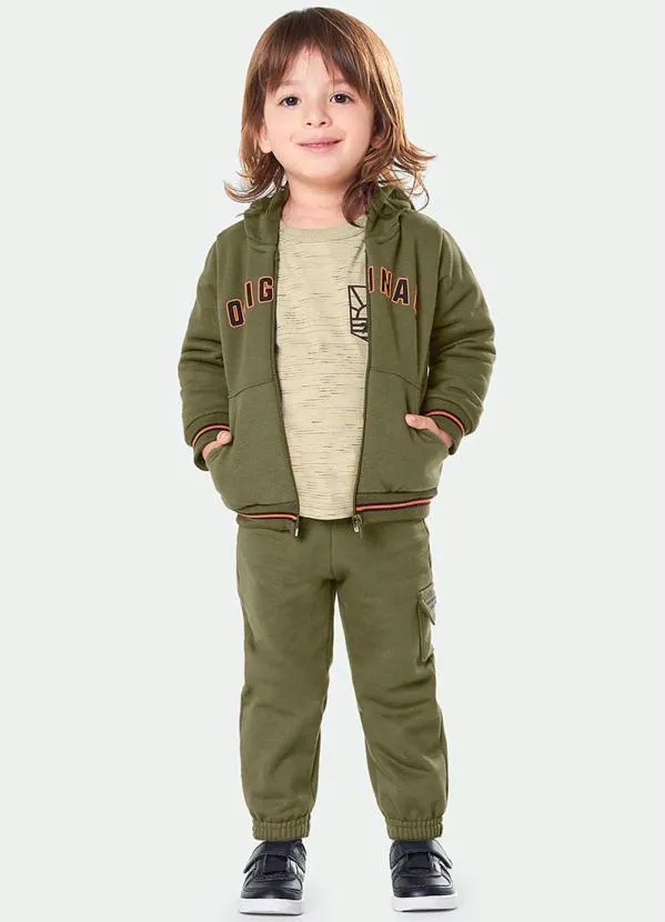 Marisol - Jaqueta com Capuz Moletom Menino Verde 3