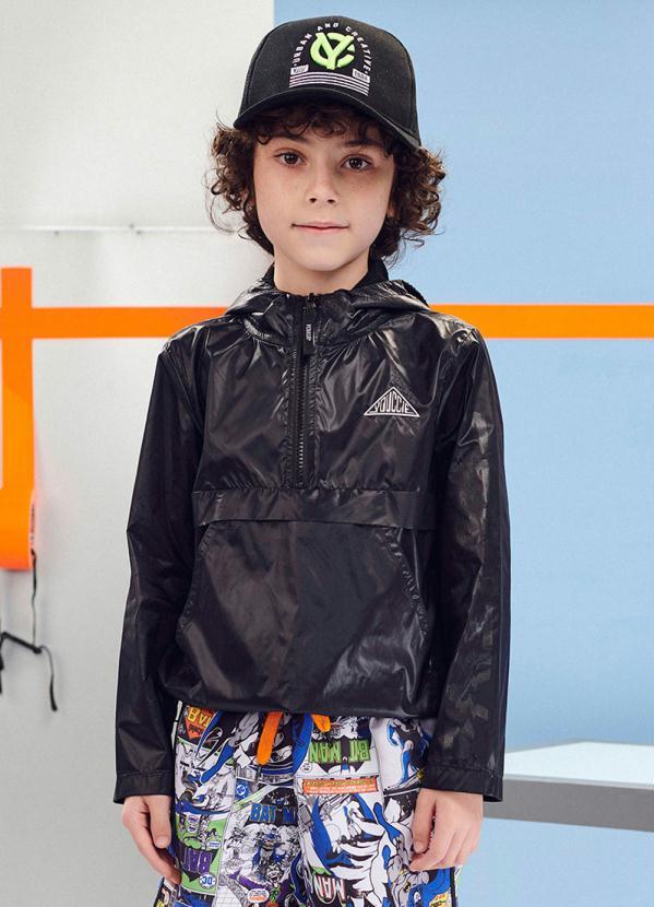 Youccie - Jaqueta Corta Vento com Capuz Preta