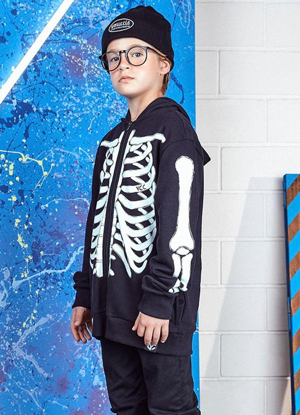 Youccie - Jaqueta de Moletom Esqueleto Preto