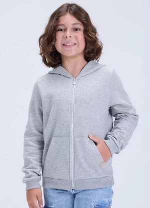 Vida Costeira - Jaqueta de Moletom Liso com Capuz Mescla - VIDA COSTEIRA