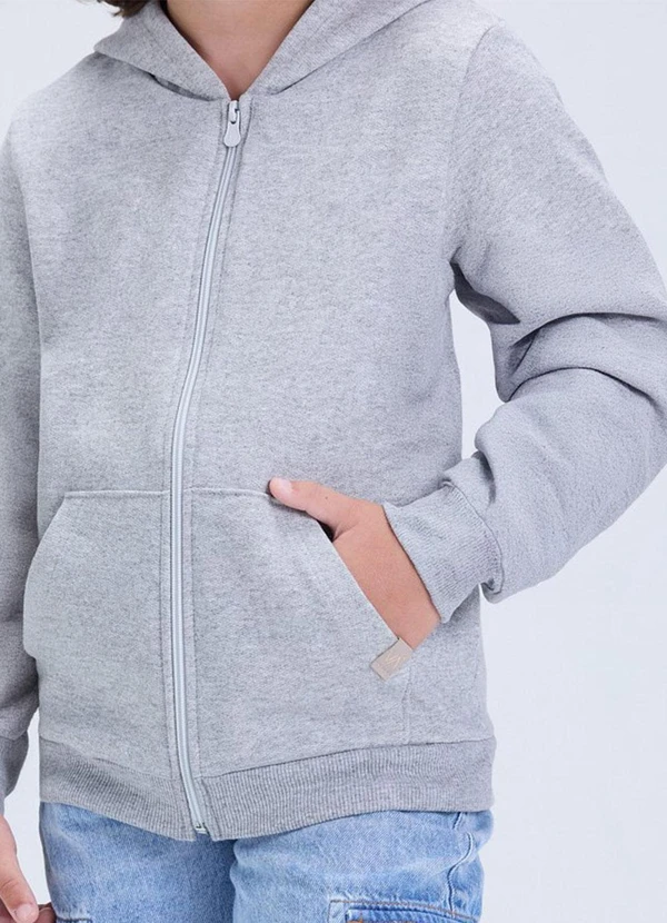 Vida Costeira - Jaqueta de Moletom Liso com Capuz Mescla 2
