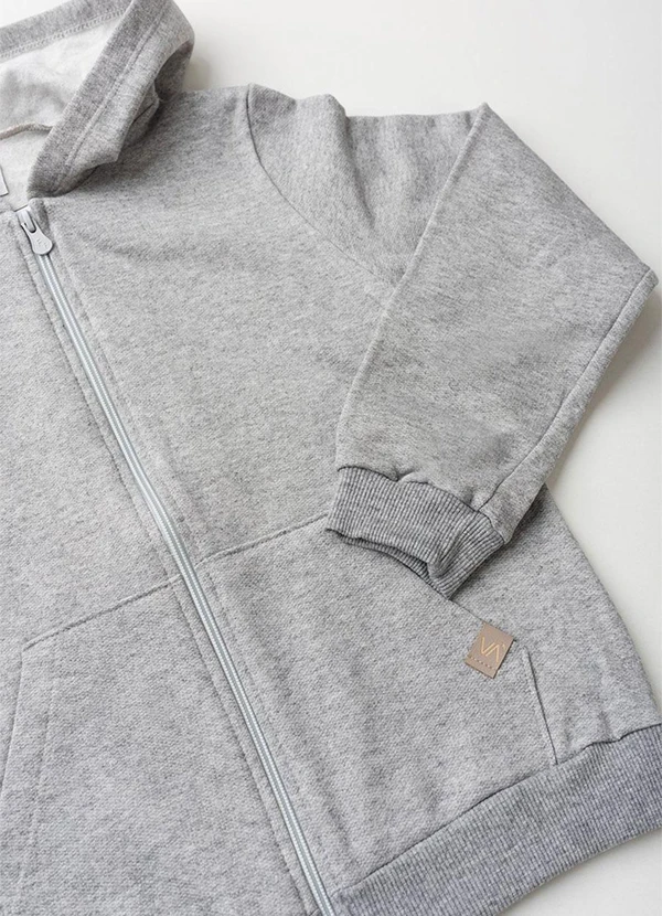 Vida Costeira - Jaqueta de Moletom Liso com Capuz Mescla 4