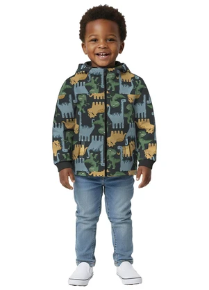 Malwee Kids - Jaqueta Dinossauros com Capuz Azul Marinho - MALWEE KIDS