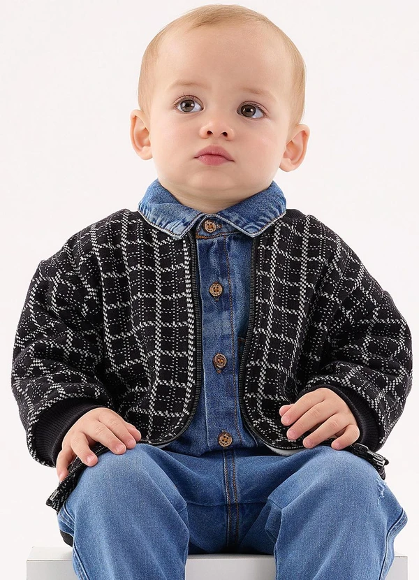 Up Baby - Jaqueta em Jacquard para Bebê Menino Preto
