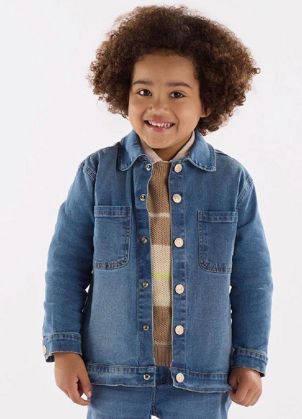 Up Baby - Jaqueta em Jeans com Elastano Azul
