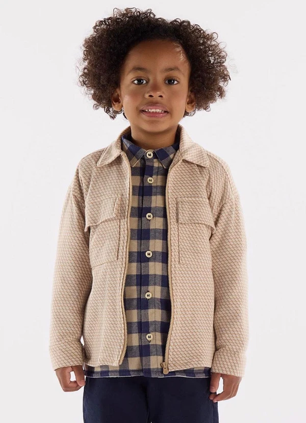 Up Baby - Jaqueta em Malha Jacquard Xadrez Marrom