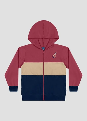 Reirex - Jaqueta em Moletom com Capuz Bordo - REIREX