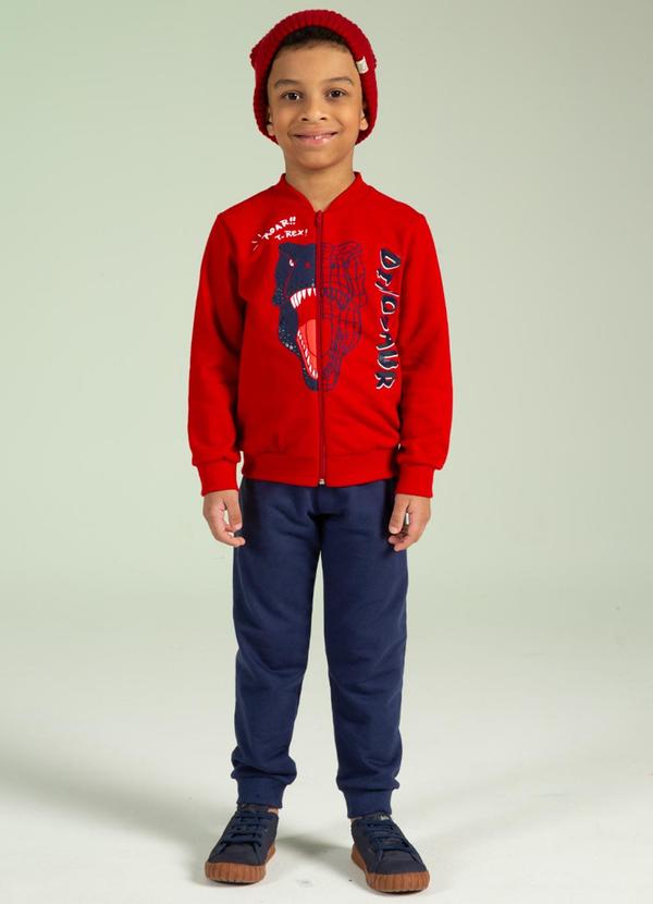 Cativa Kids - Jaqueta em Moletom Estampada com Gel Vermelho 2