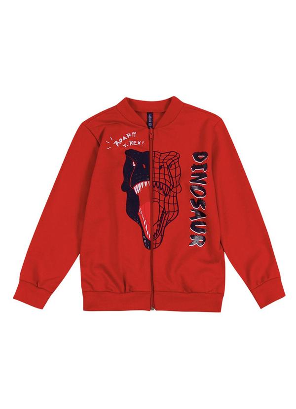 Cativa Kids - Jaqueta em Moletom Estampada com Gel Vermelho 3