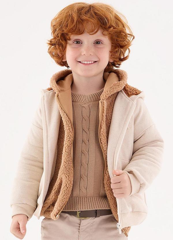 Up Baby - Jaqueta em Moletom Linho Menino Bege