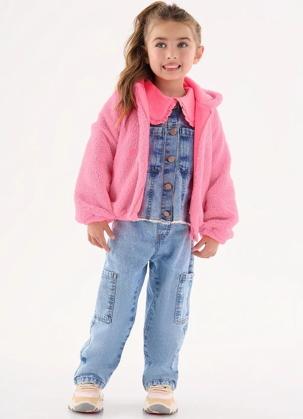 Up Baby - Jaqueta em Pu Infantil Unissex Rosa 3