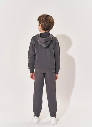 Abrange - Jaqueta Felpada com Capuz Infantil Menino Cinza - ABRANGE