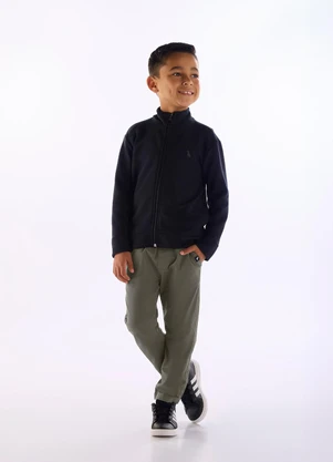 Quimby - Jaqueta Gorgurão Gola Alta Preto - QUIMBY