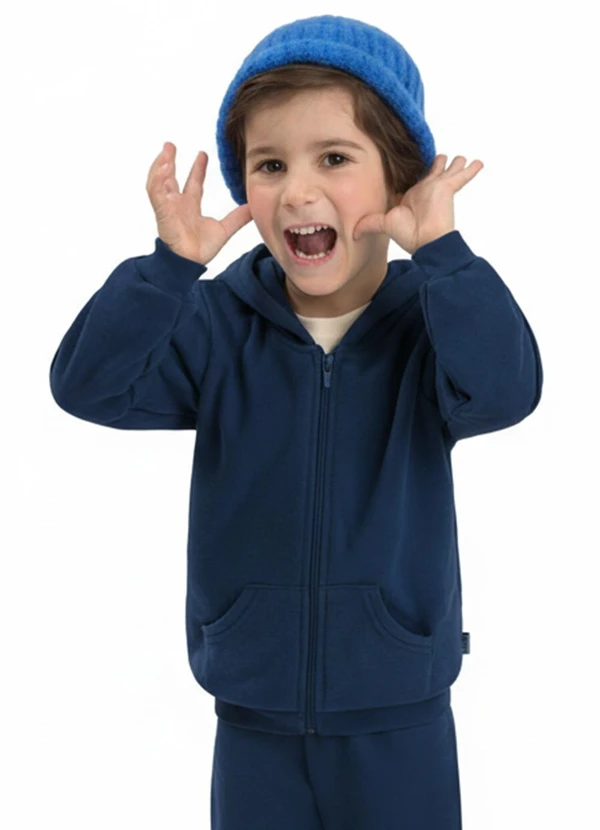 Ddk - Jaqueta Infantil com Capuz Azul