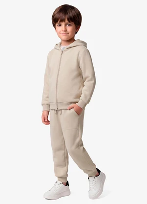 Rovi Kids - Jaqueta Infantil com Capuz em Moletinho Bege - ROVI KIDS