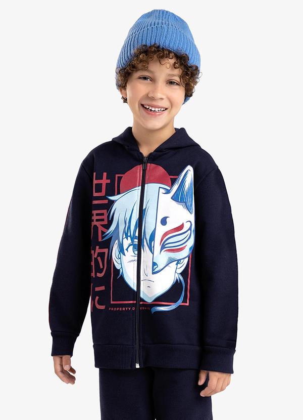 Rovi Kids - Jaqueta Infantil com Capuz em Moletom Azul