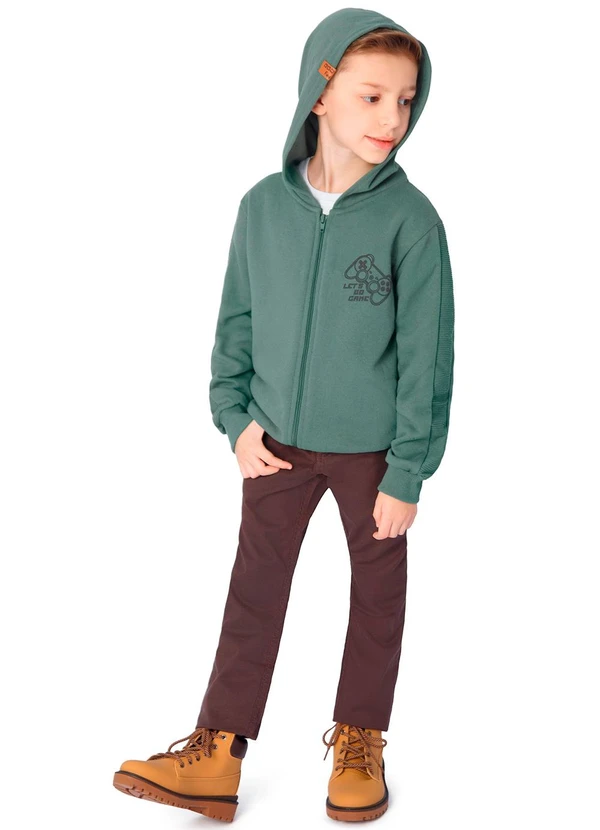 Ddk - Jaqueta Infantil com Capuz em Moletom Verde 2