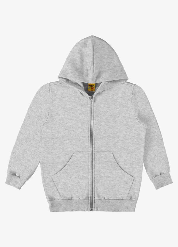 Rovi Kids - Jaqueta Infantil com Capuz Moletom Cinza