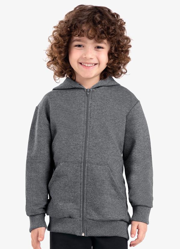 Rovi Kids - Jaqueta Infantil com Capuz Moletom Cinza