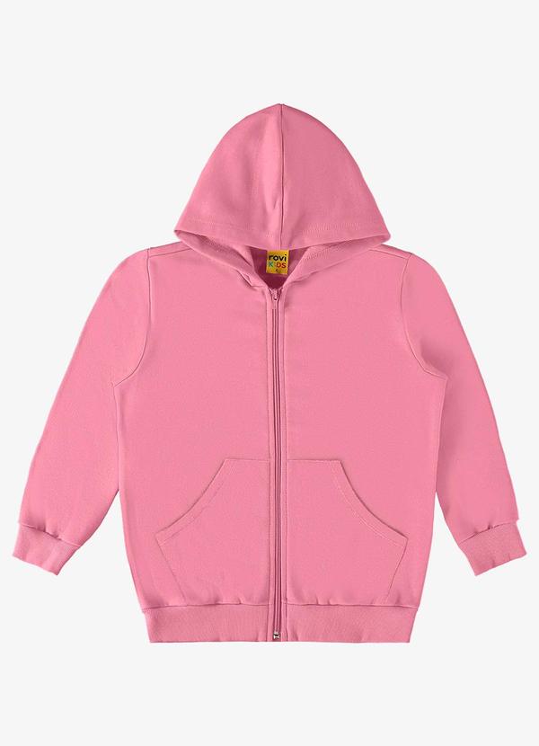 Rovi Kids - Jaqueta Infantil com Capuz Moletom Rosa