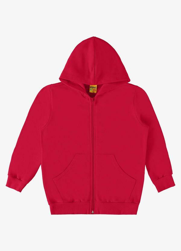 Rovi Kids - Jaqueta Infantil com Capuz Moletom Vermelho
