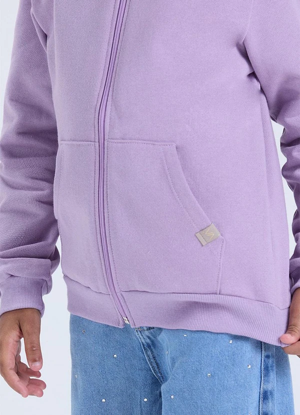 Vida Costeira - Jaqueta Infantil de Moletom Liso com Capuz Lilás 2