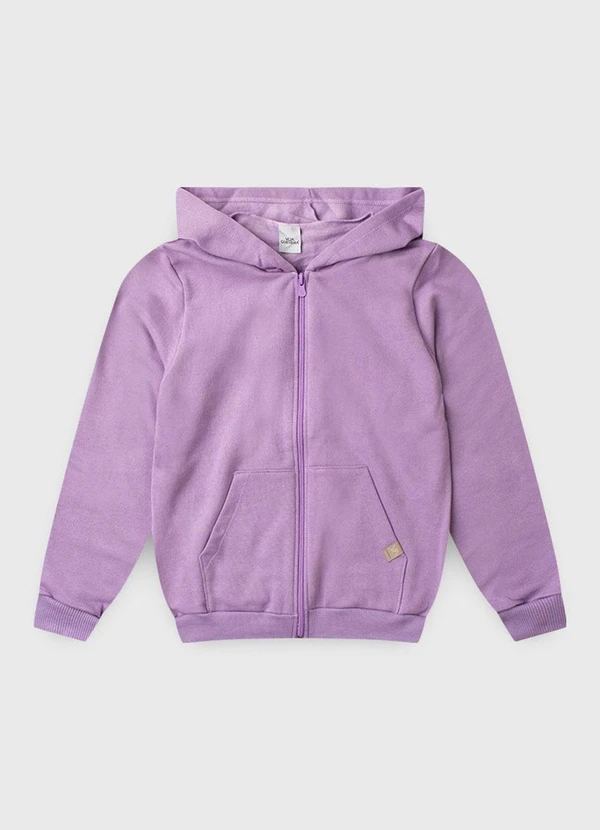 Vida Costeira - Jaqueta Infantil de Moletom Liso com Capuz Lilás 3