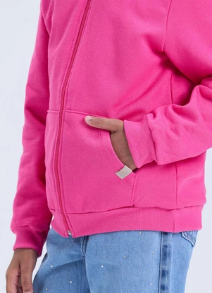 Vida Costeira - Jaqueta Infantil de Moletom Liso com Capuz Rosa - VIDA COSTEIRA