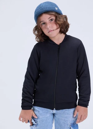 Vida Costeira - Jaqueta Infantil de Térmica Lisa com Zíper Preto - VIDA COSTEIRA
