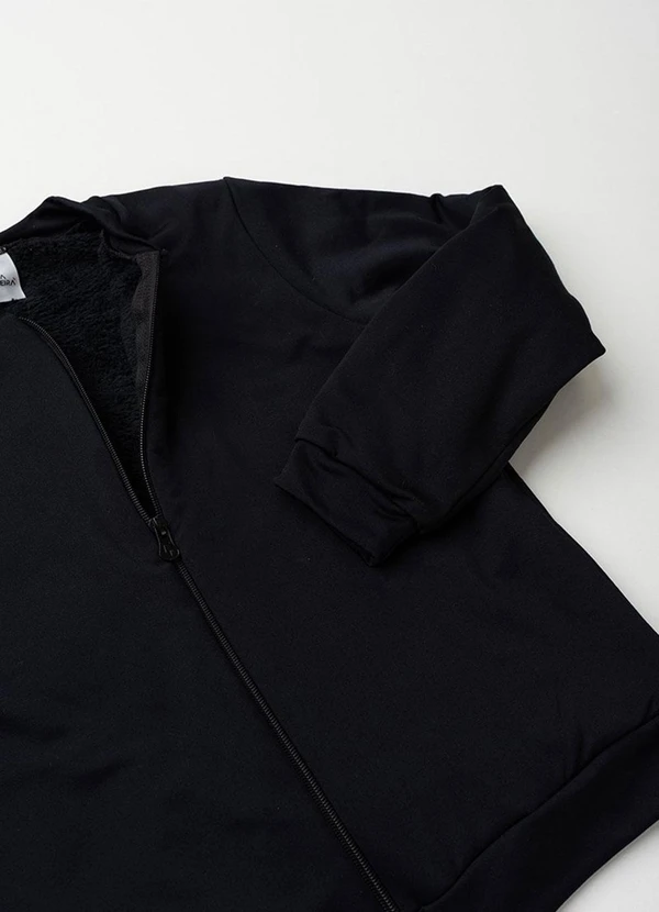 Vida Costeira - Jaqueta Infantil de Térmica Lisa com Zíper Preto 2