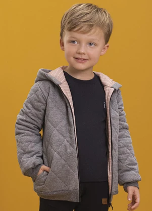 Ioluig - Jaqueta Infantil em Fleece Matelassê Cinza - IOLUIG