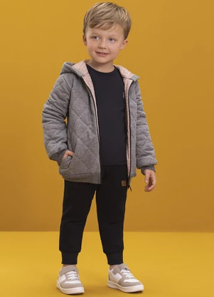 Ioluig - Jaqueta Infantil em Fleece Matelassê Cinza - IOLUIG