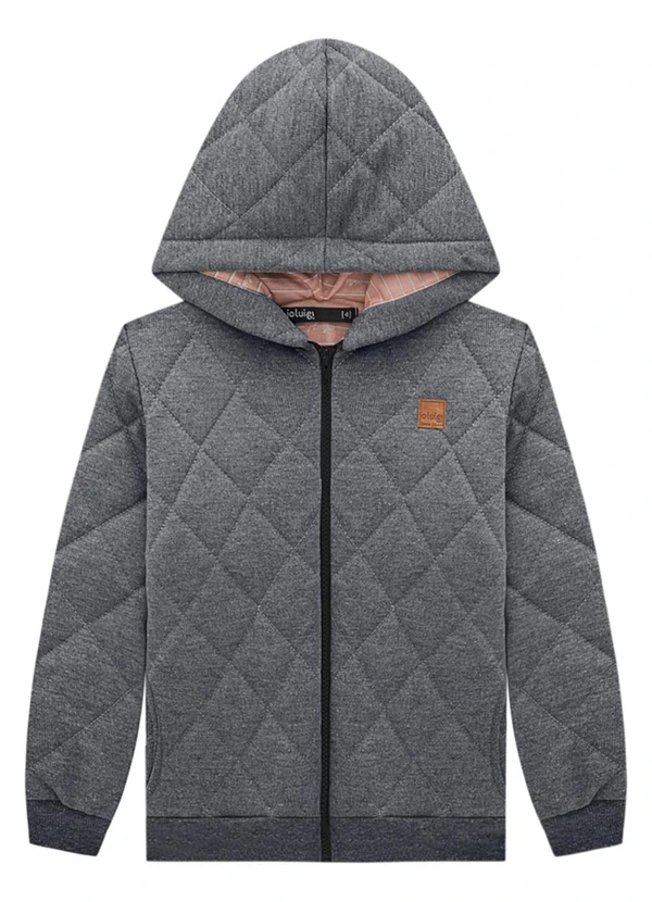 Ioluig - Jaqueta Infantil em Fleece Matelassê Cinza 3
