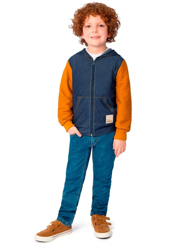 Ddk - Jaqueta Infantil em Jeans com Capuz Amarelo 2
