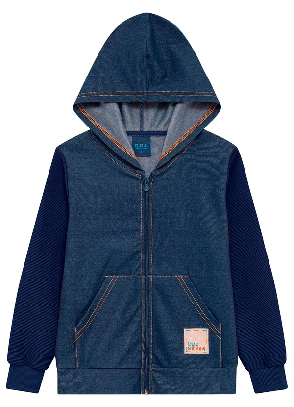 Ddk - Jaqueta Infantil em Jeans com Capuz Azul