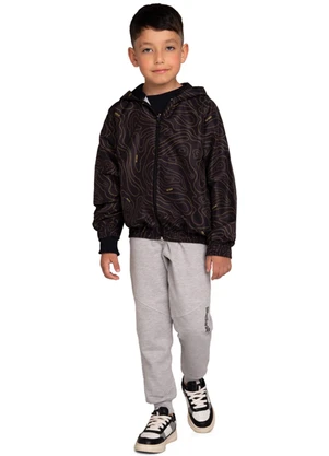 Marlan - Jaqueta Infantil em Microfibra Lost Space Preto - MARLAN
