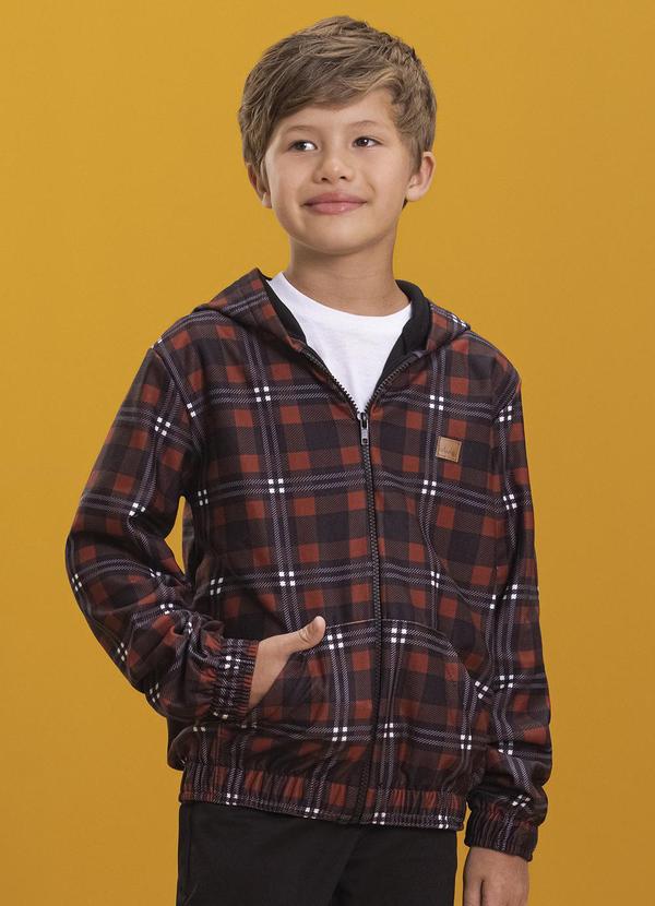 Ioluig - Jaqueta Infantil em Molecotton Xadrez Marrom