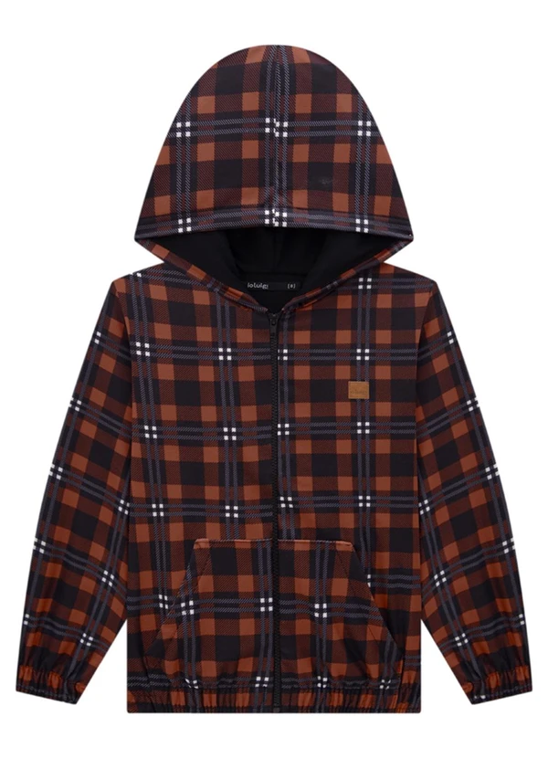 Ioluig - Jaqueta Infantil em Molecotton Xadrez Marrom 3