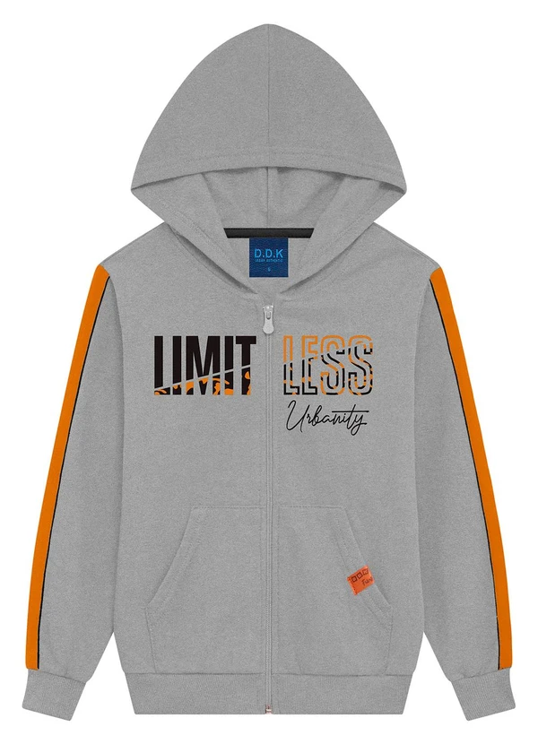 Ddk - Jaqueta Infantil em Moletom com Capuz Cinza