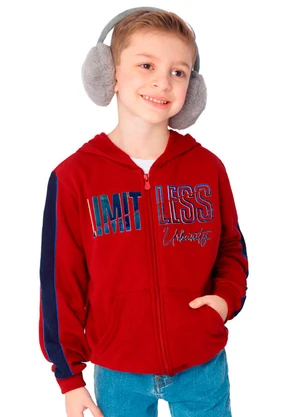 Ddk - Jaqueta Infantil em Moletom com Capuz Vermelho - DDK