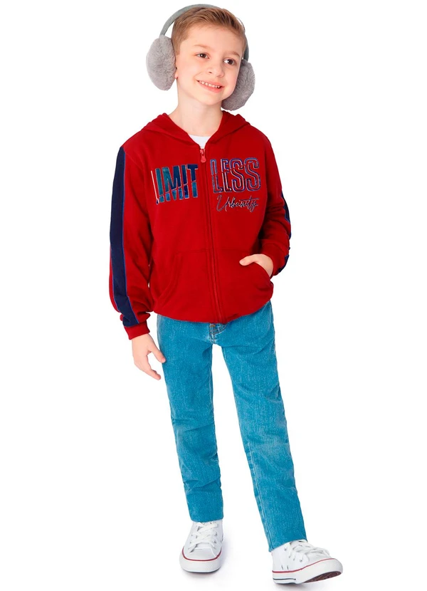 Ddk - Jaqueta Infantil em Moletom com Capuz Vermelho 2