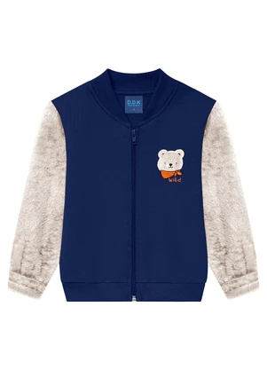 Ddk - Jaqueta Infantil em Moletom com Pelo Azul - DDK