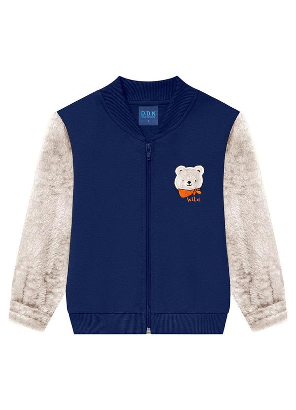 Ddk - Jaqueta Infantil em Moletom com Pelo Azul