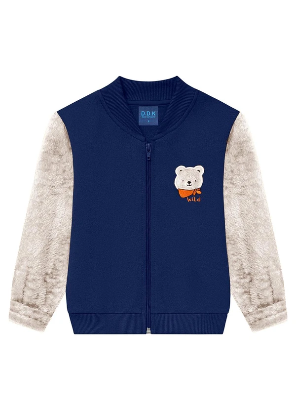 Ddk - Jaqueta Infantil em Moletom com Pelo Azul