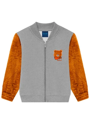Ddk - Jaqueta Infantil em Moletom com Pelo Cinza - DDK