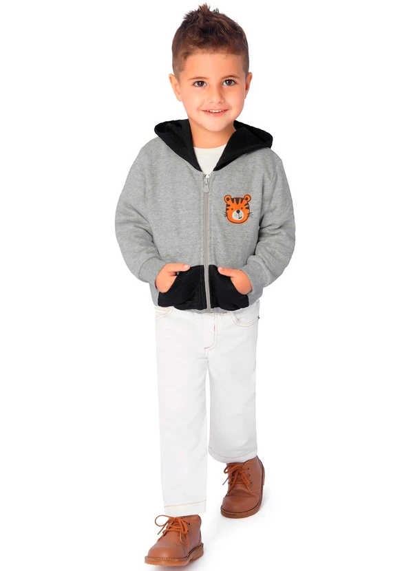 Ddk - Jaqueta Infantil em Moletom e Capuz Cinza 2