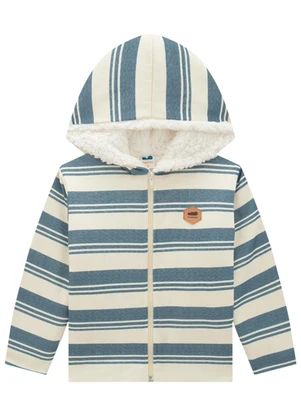 Marlan - Jaqueta Infantil em Moletom Listrado Azul - MARLAN