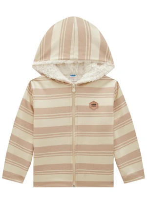 Marlan - Jaqueta Infantil em Moletom Listrado Bege - MARLAN