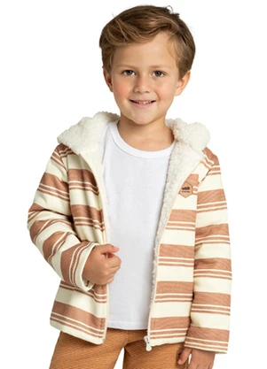 Marlan - Jaqueta Infantil em Moletom Listrado Marrom - MARLAN