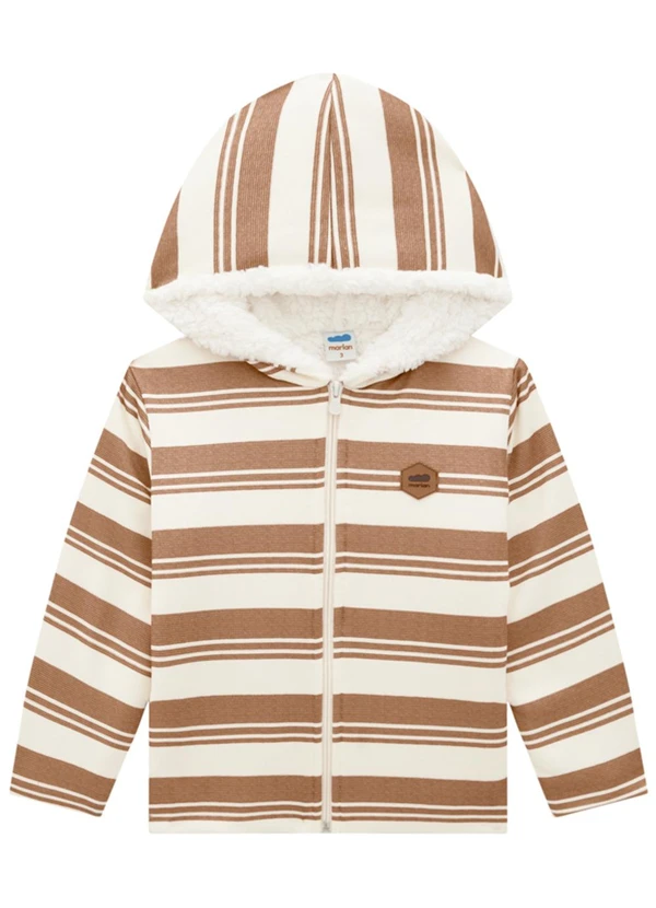 Marlan - Jaqueta Infantil em Moletom Listrado Marrom 2